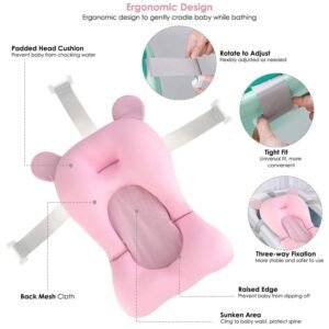 Baby Bath Pillow Newborn Anti-Slip Bathtub Pad Foldable with Strap For 0-6 Month Baby