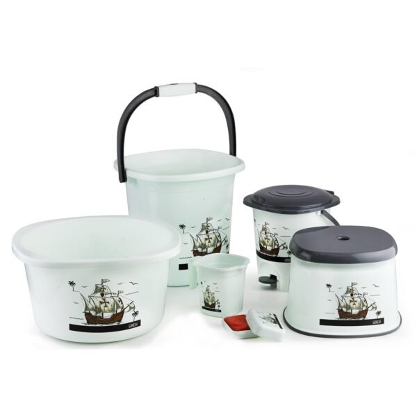 Plastic Bathroom Accessories Set (Mix Color / 6 Pc) - Image 8