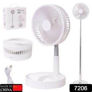 TELESCOPIC ELECTRIC DESKTOP FAN, HEIGHT ADJUSTABLE, FOLDABLE & PORTABLE FOR TRAVEL/CARRY | SILENT TABLE TOP PERSONAL FAN FOR BEDSIDE, OFFICE TABLE (Battery Not Include)