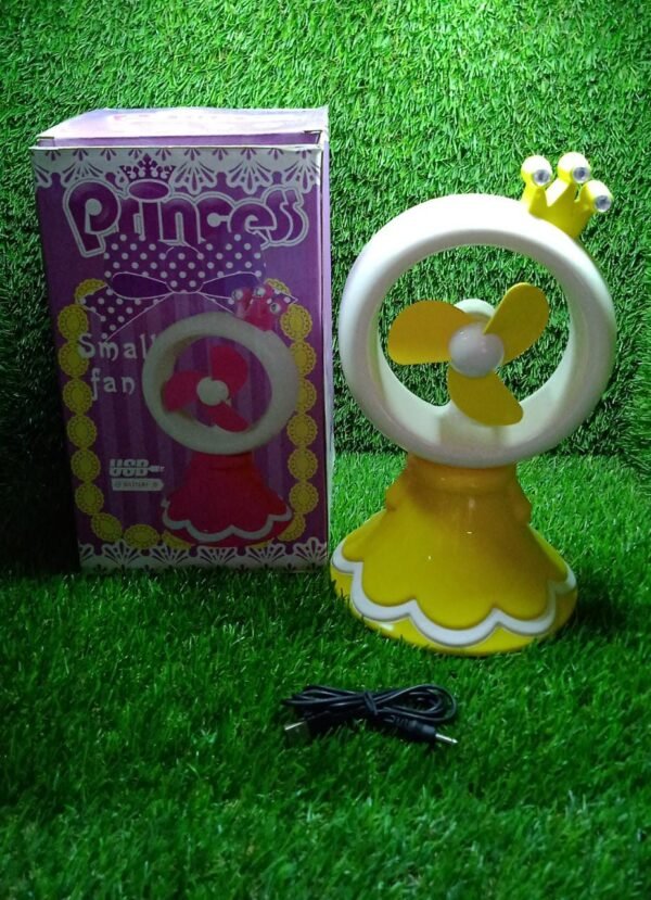 PRINCESS PORTABLE FAN BRIGHT COLOR DESKTOP OFFICE USB & BATTRY OPERATE FAN (Battery Not Include) - Image 7