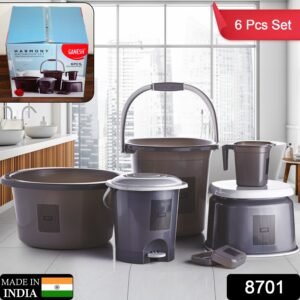 Plastic Bathroom Accessories Set (Mix Color / 6 Pc)
