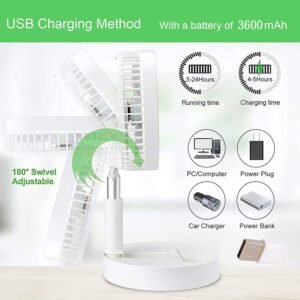 TELESCOPIC ELECTRIC DESKTOP FAN, HEIGHT ADJUSTABLE, FOLDABLE & PORTABLE FOR TRAVEL/CARRY | SILENT TABLE TOP PERSONAL FAN FOR BEDSIDE, OFFICE TABLE (Battery Not Include)