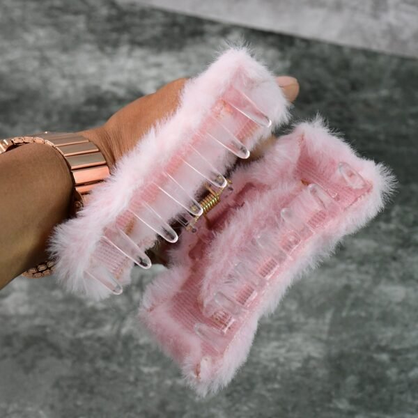 Big-Size Soft Faux Fur Hair Claw Clips (12 Pc) - Image 4
