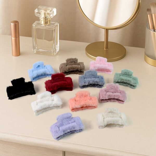 Big-Size Soft Faux Fur Hair Claw Clips (12 Pc) - Image 6