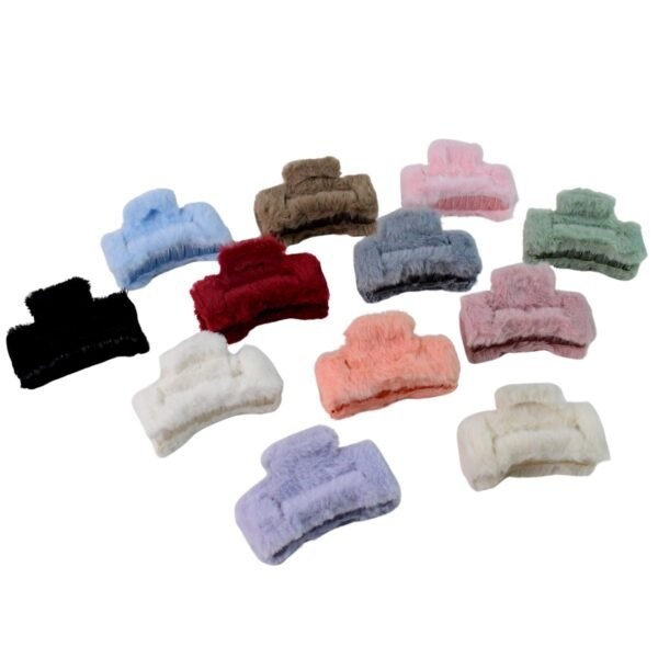 Big-Size Soft Faux Fur Hair Claw Clips (12 Pc) - Image 5