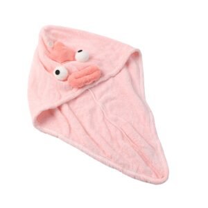 Soft Microfiber Cartoon Design Hair Drying Towel Wrap with Button Closure (1 Pc)