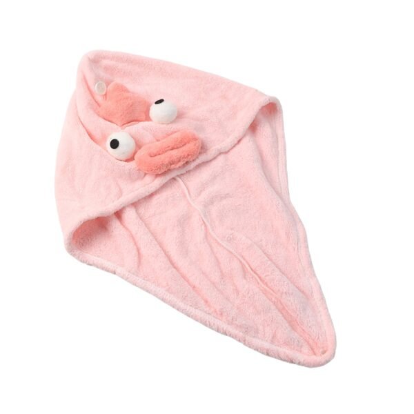 Soft Microfiber Cartoon Design Hair Drying Towel Wrap with Button Closure (1 Pc) - Image 5