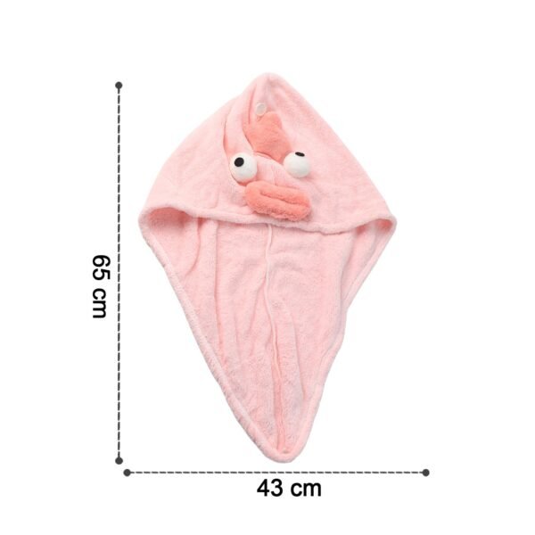 Soft Microfiber Cartoon Design Hair Drying Towel Wrap with Button Closure (1 Pc) - Image 4