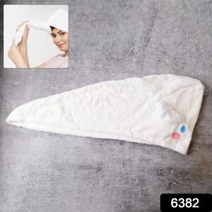 Premium Soft Microfiber Hair Drying Towel Wrap with Button (1 Pc)