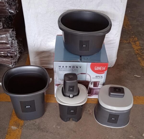Plastic Bathroom Accessories Set (Mix Color / 6 Pc) - Image 9