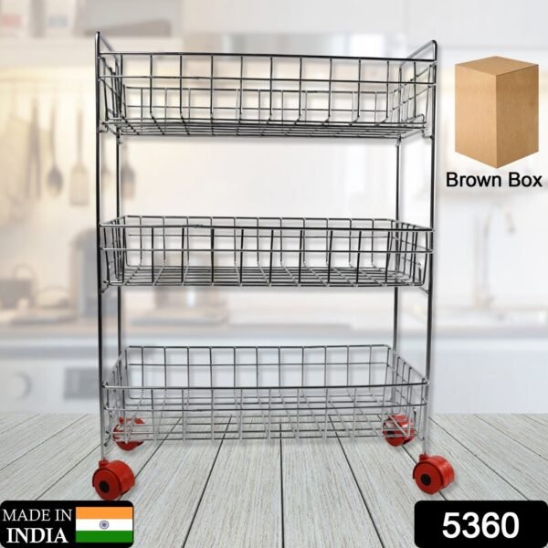 3-Tier Stainless Steel Kitchen Trolley , Fruit & Vegetable Rack - Image 2