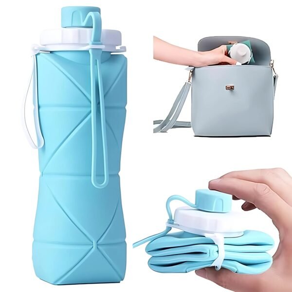 600ml Collapsible Silicone Water Bottle for Travel, Sports, Gym & Office (1 Pc) - Image 9