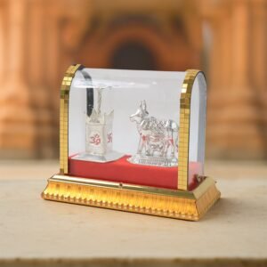 Decorative Kamdhenu Cow with Calf and Tulsi Plant Idol Set