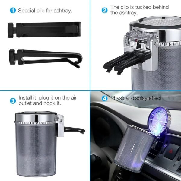Premium Quality LED Illuminated Car Ashtray with Lid and Detachable Holder (1 Pc) - Image 11