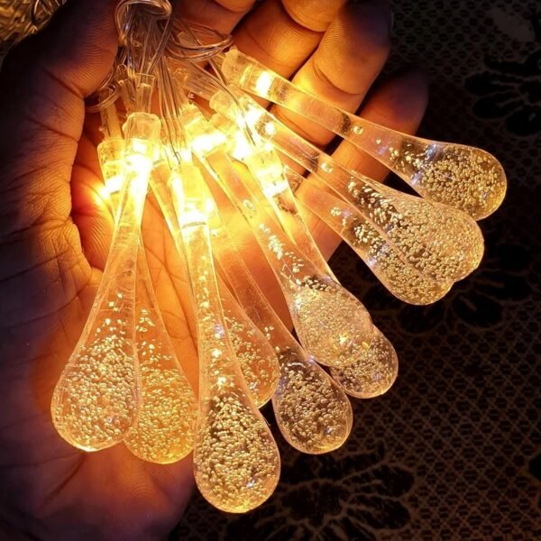 Decorative LED Lighting Chain with Crystal Water Drop Bulbs Approx 3 Mtr (1 Pc) - Image 5