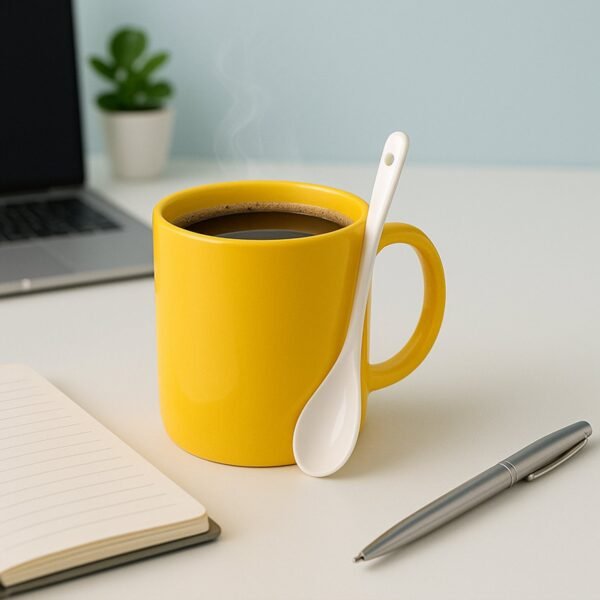Elegant Ceramic Mug with Matching Spoon - Image 3