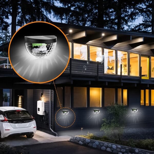6 LED Solar Powered Wall Mount Fence Light with Honeycomb Shade Design (2 Pc Set) - Image 7