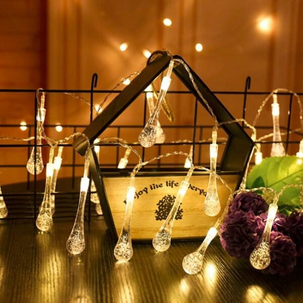 Decorative LED Lighting Chain with Crystal Water Drop Bulbs Approx 3 Mtr (1 Pc) - Image 7