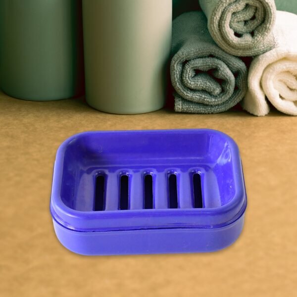 Premium Quality Rectangular Blue Plastic Soap Case (1 Pc) - Image 3
