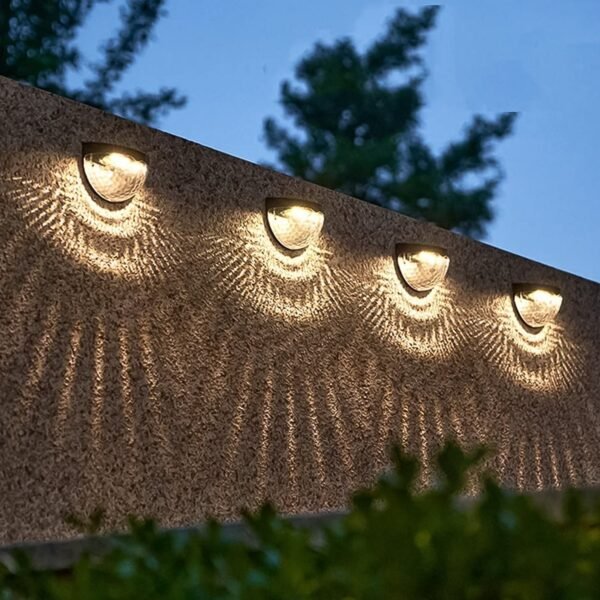 6 LED Solar Powered Wall Mount Fence Light with Honeycomb Shade Design (2 Pc Set) - Image 3