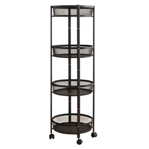 4-Layer Round Metal Mesh Storage Organizer Rack with Wheels (1 Pc)
