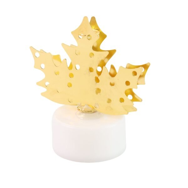 Decorative LED Gold Metal Leaf Diya Lamp, Diwali (1 Pc) - Image 5