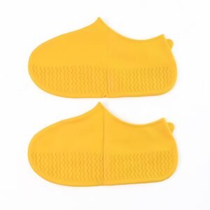 Yellow Non-Slip Silicone Rain Reusable Anti skid Waterproof Fordable Boot Shoe Cover (1 Pair )