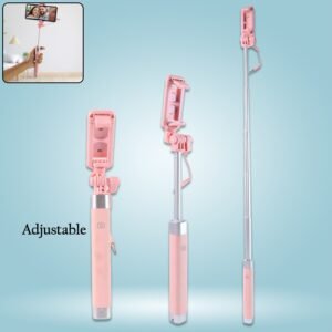 Wired Selfie Stick with Rearview Mirror & Built-In Shutter Button (1 Pc)