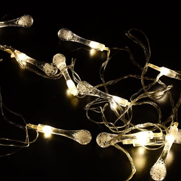 Decorative LED Lighting Chain with Crystal Water Drop Bulbs Approx 3 Mtr (1 Pc) - Image 4
