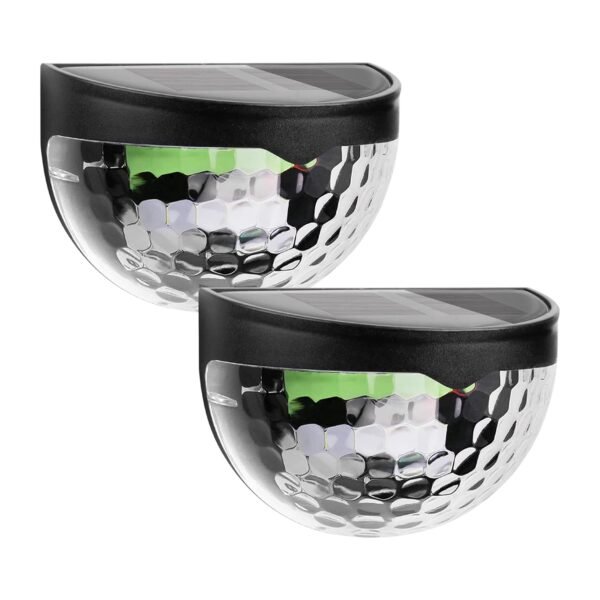 6 LED Solar Powered Wall Mount Fence Light with Honeycomb Shade Design (2 Pc Set) - Image 5