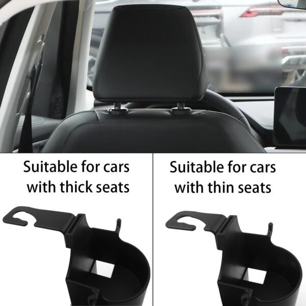 Car Headrest Backseat Organizer, 3 in 1 Automotive Cell Phone Drink cupholder Adapter with Headrest Hooks for Kids and Adults, Multifunctional Storage for Car Travel Accessories - Image 9