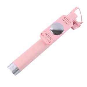 Wired Selfie Stick with Rearview Mirror & Built-In Shutter Button (1 Pc)
