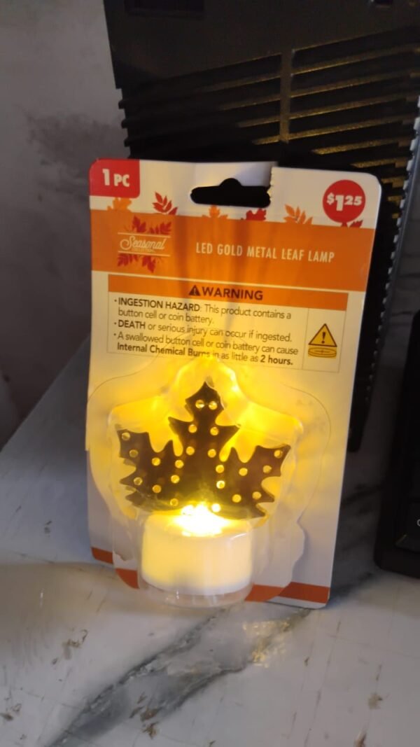 Decorative LED Gold Metal Leaf Diya Lamp, Diwali (1 Pc) - Image 8