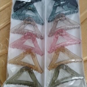 Triangle Shape Mix Color Plastic Hair Claw Clip – 12 Pc Durable Grip for Women and Girls