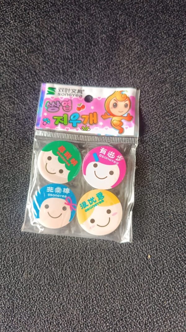 Cute Cartoon Face Erasers for School & Stationery Use (4 Pc) - Image 8