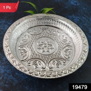Traditional Silver Finish Plastic Pooja Thali (1 Pc)