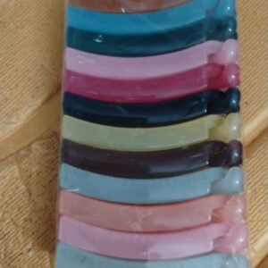 Multicolor Plastic Banana Hair Clips Set (12 Pc)
