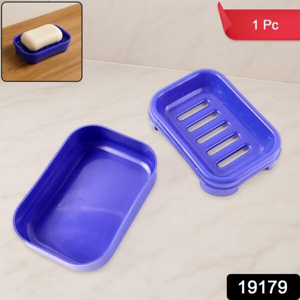 Premium Quality Rectangular Blue Plastic Soap Case (1 Pc) - Image 2