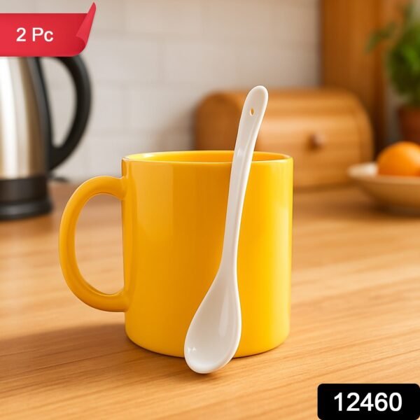 Elegant Ceramic Mug with Matching Spoon - Image 2