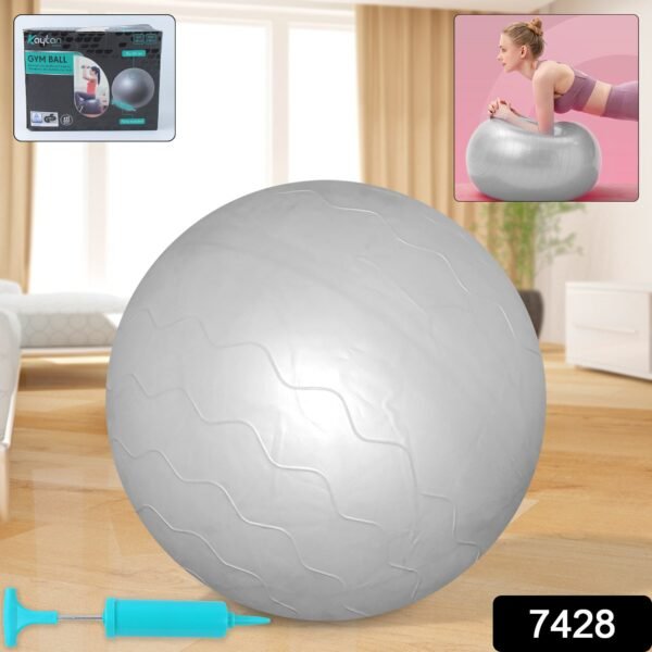 Heavy Duty Gym Ball Non-Slip Stability Ball with Foot Pump for Total Body Fitness - Image 2